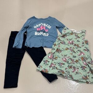 5/$25 Happiness Blooms Shirt and Floral Dress Set 4T